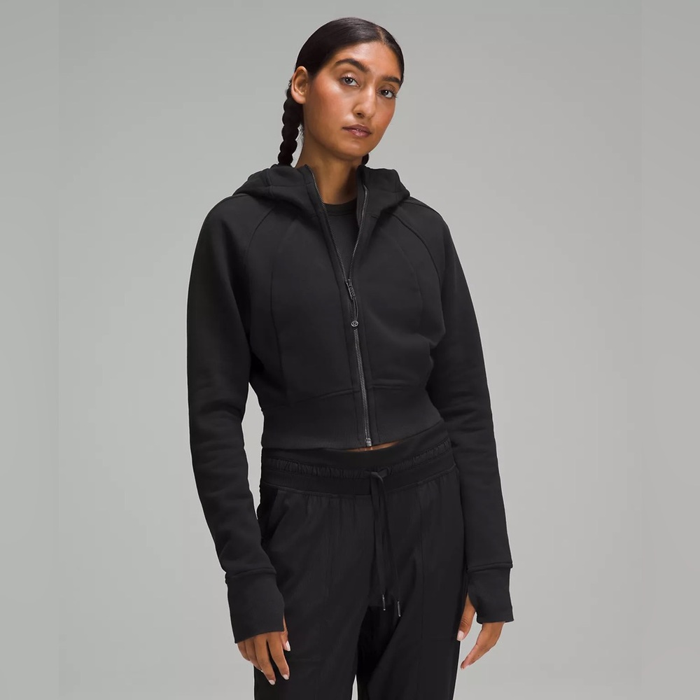 Lululemon Black Scuba Full-Zip Cropped Hoodie - Like New